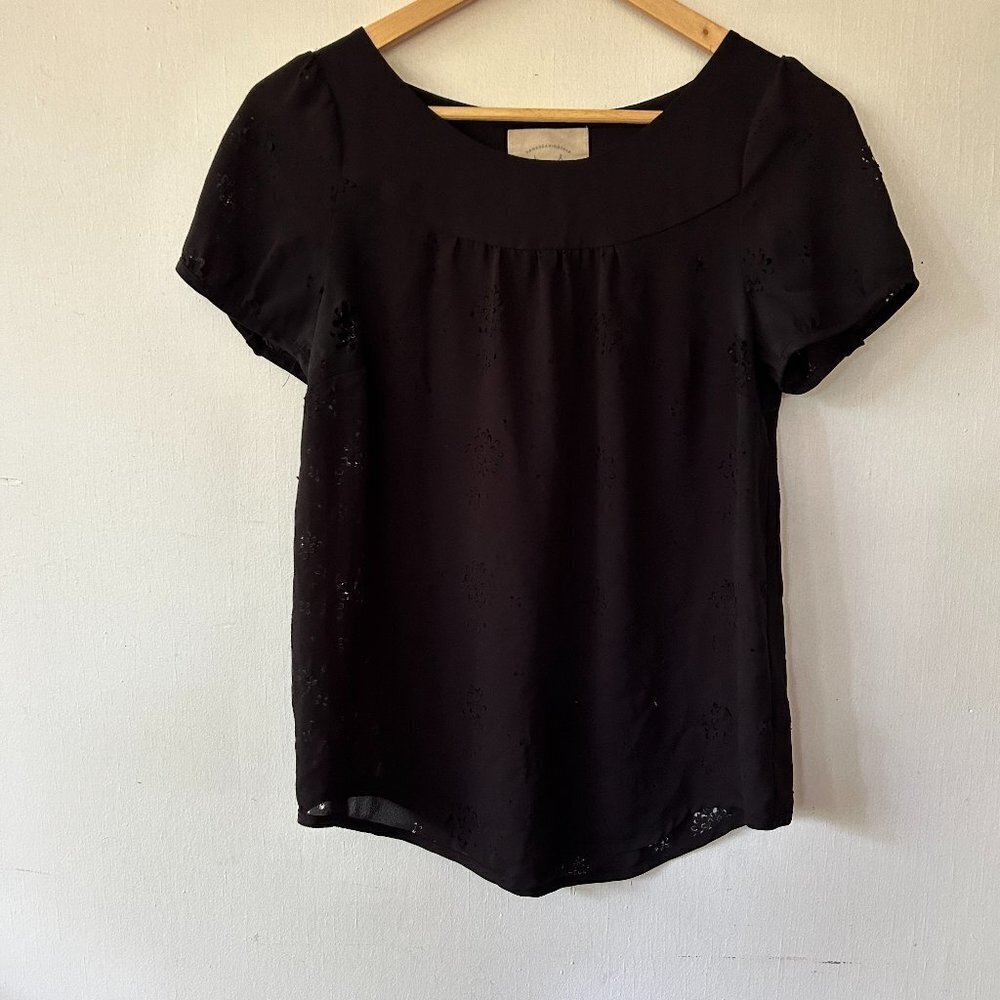 Vanessa Virginia Blouse Womens Black Nearly Sheer Grunge Fairy Whimsigoth Boho